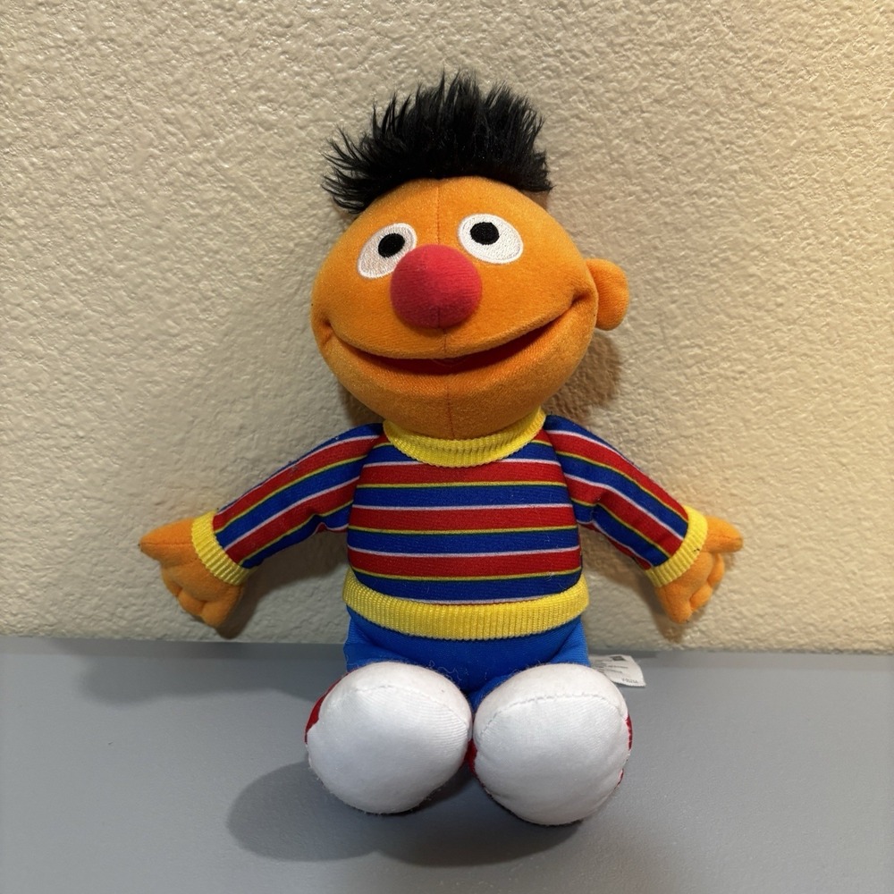 Sesame Street Ernie stuffed plush Toy Kids by Hasbro Sweater Shoes 12" Clean